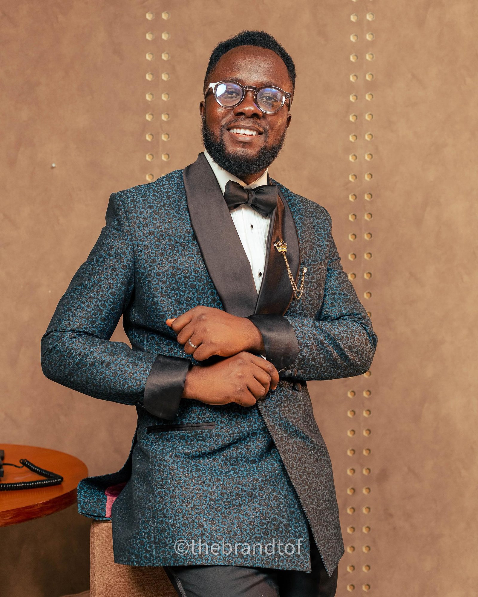 The Floral Navy Blue Shawl Lapel Double Breasted Tuxedo Suit